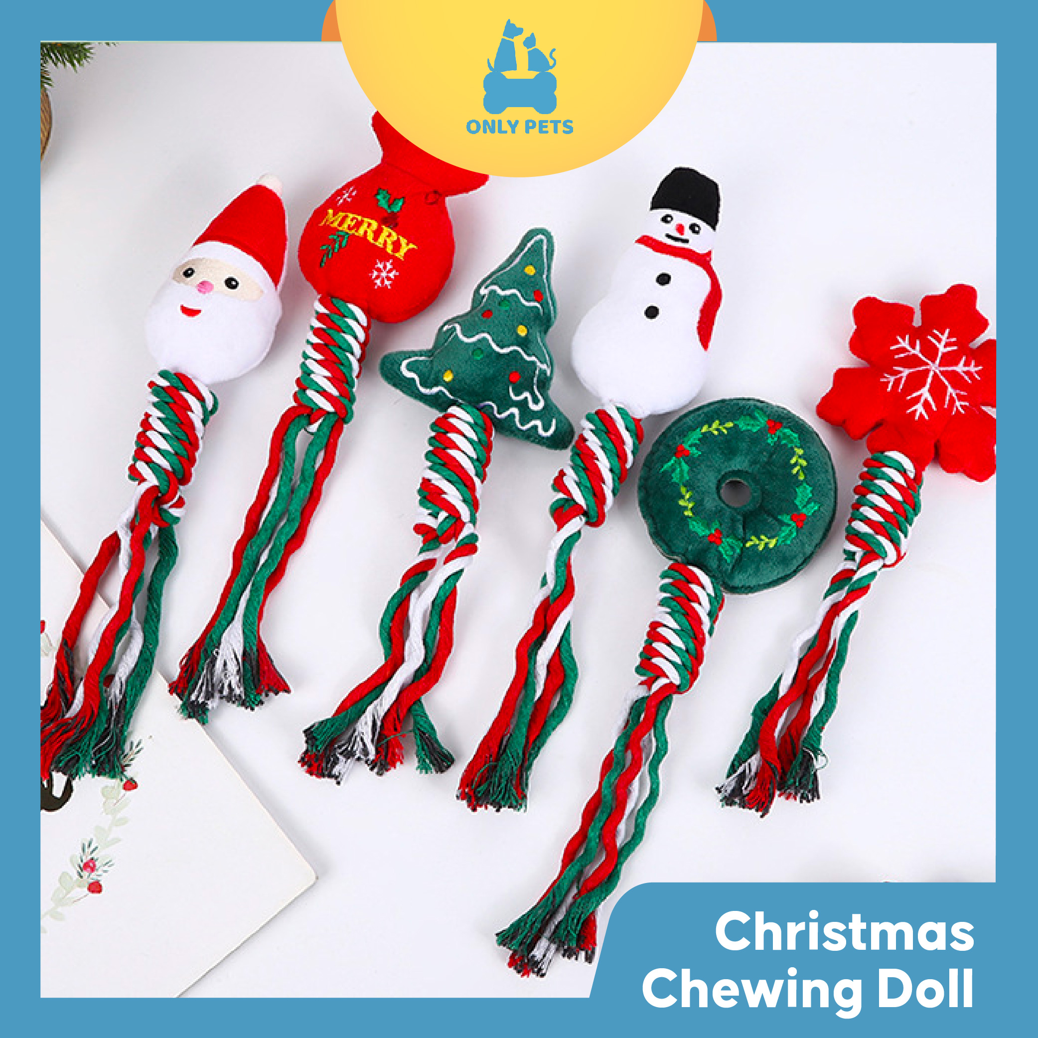 ONLY PETS Dog Christmas Chewing Doll Mainan Gigitan Anjing Edisi Natal