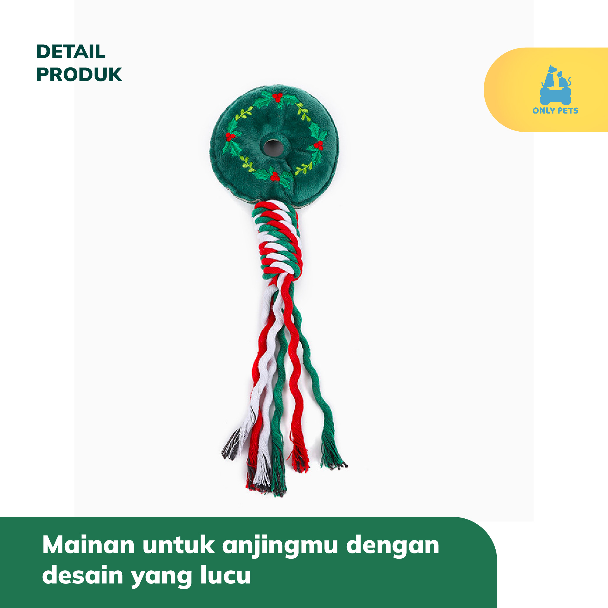 ONLY PETS Dog Christmas Chewing Doll Mainan Gigitan Anjing Edisi Natal