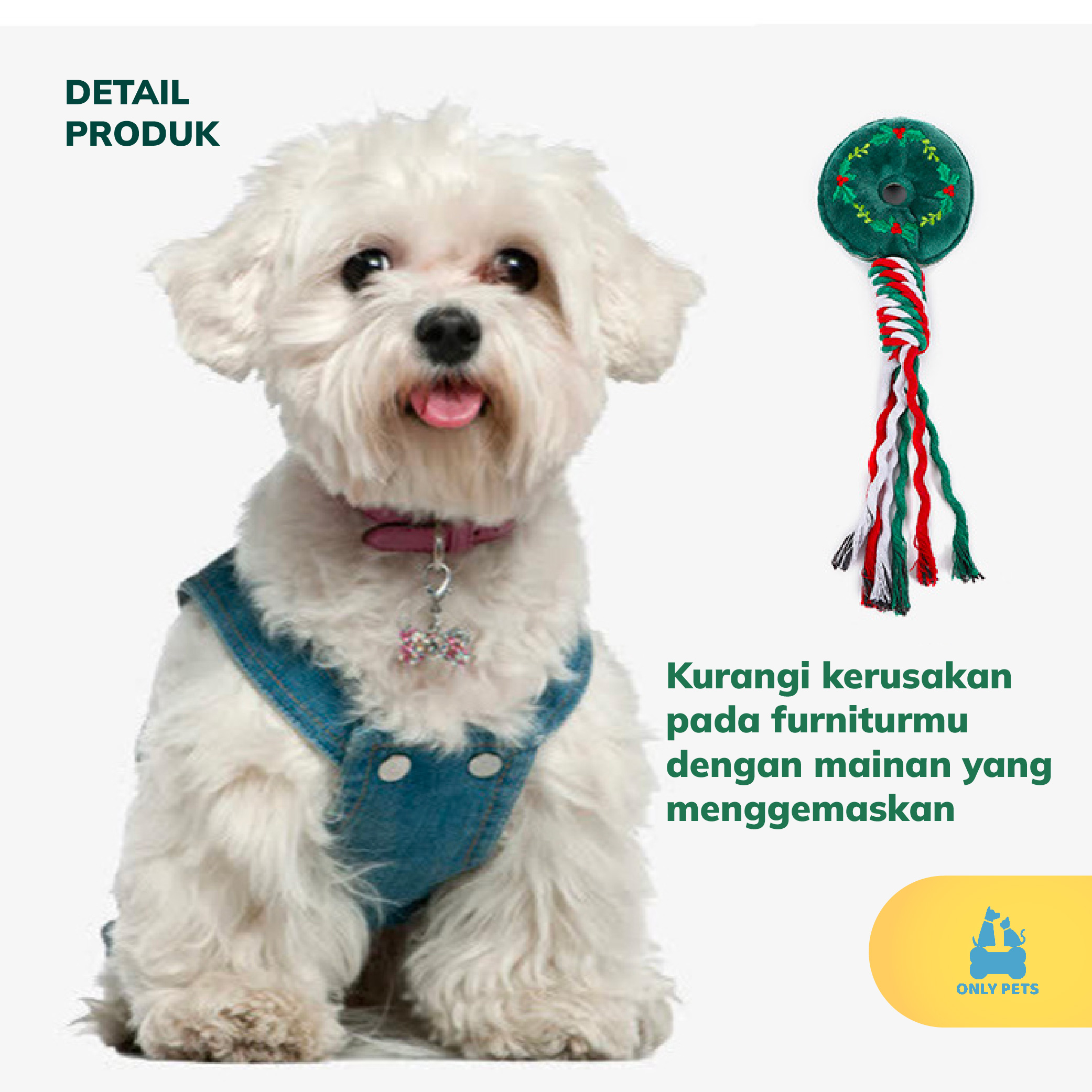 ONLY PETS Dog Christmas Chewing Doll Mainan Gigitan Anjing Edisi Natal