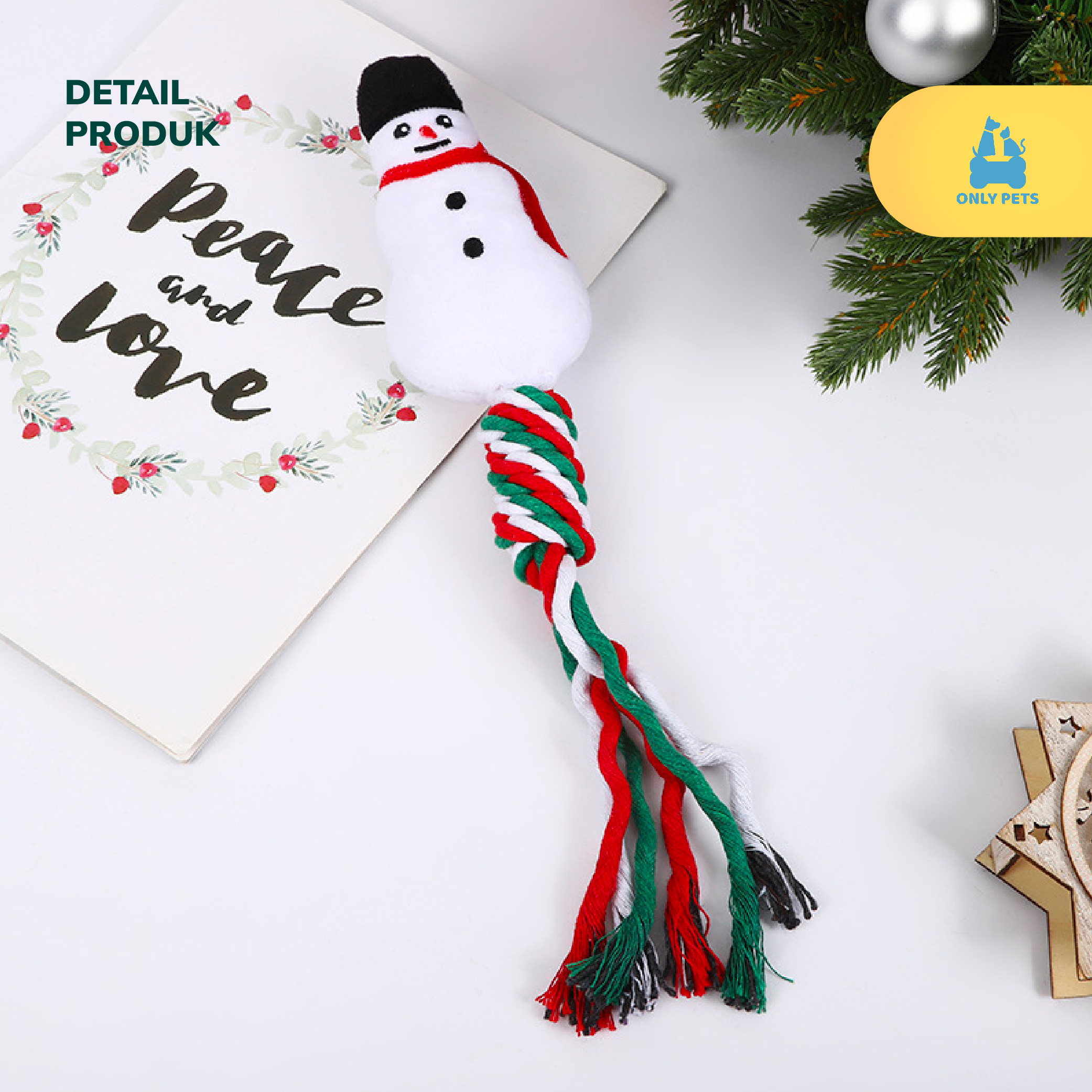 ONLY PETS Dog Christmas Chewing Doll Mainan Gigitan Anjing Edisi Natal