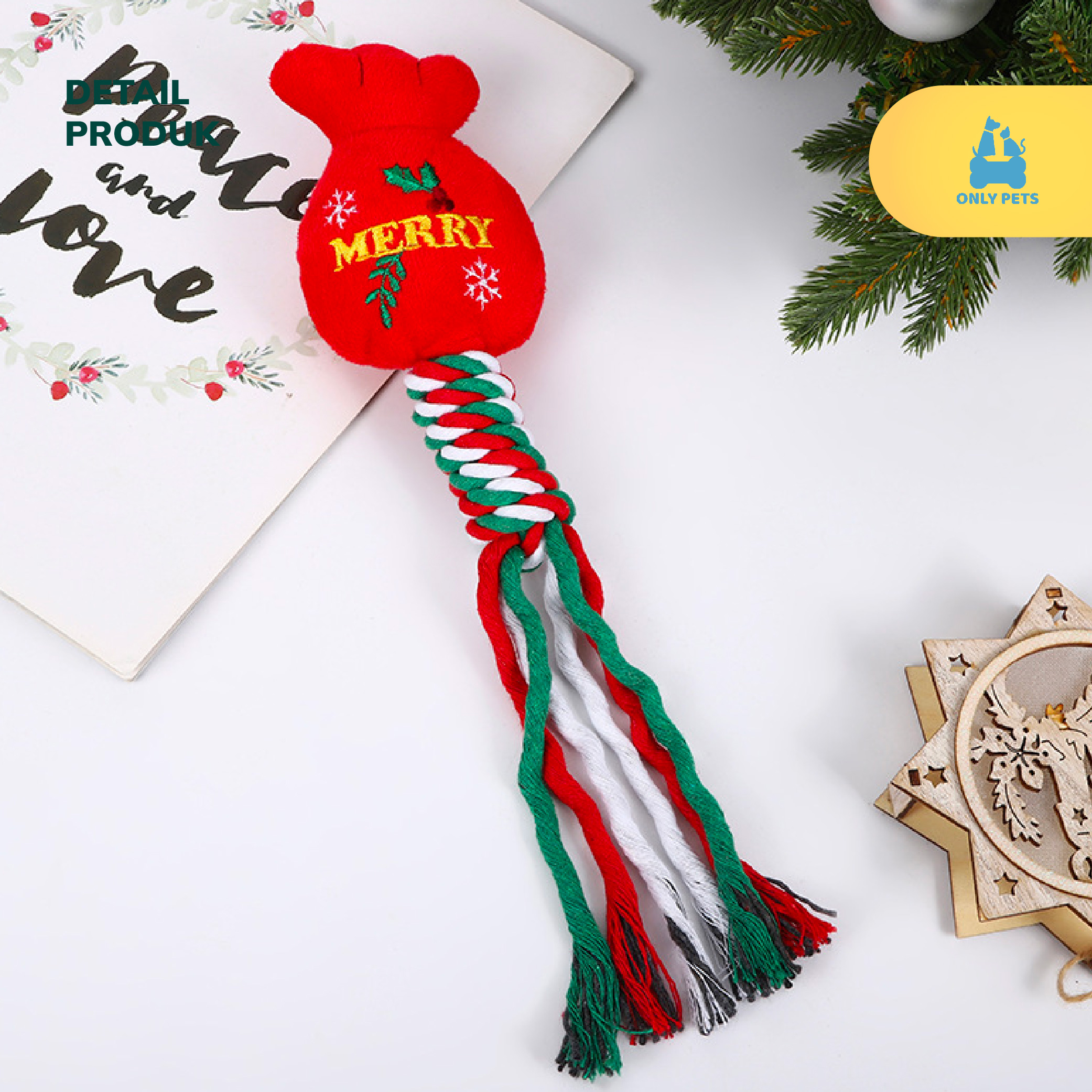 ONLY PETS Dog Christmas Chewing Doll Mainan Gigitan Anjing Edisi Natal