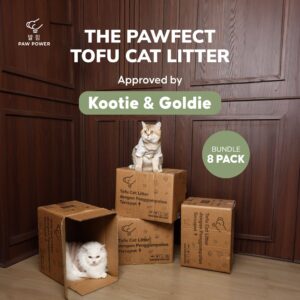[BUNDLE 8 PACK] Paw Power x Kootie & Goldie Exclusive Collaboration Tofu Cat Litter Fast Clumping 7L - Pasir Kucing Gumpal Soya