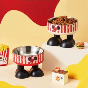ONLY PETS Mangkok Makan dan Minum Anjing Kucing Bentuk Popcorn dengan Kaki Popcorn Pet Bowl Stainless Steel