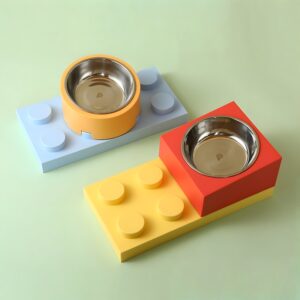ONLY PETS Tempat Makan Anjing Kucing dengan Balok Susun Building Block Pet Bowl