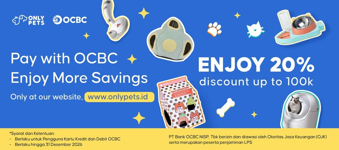 Only Pets OCBC promo diskon 20 persen hingga Rp100.000